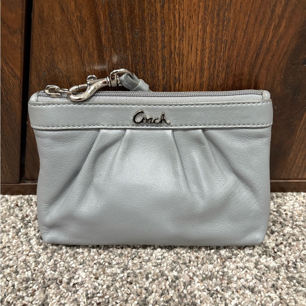 Coach Silver Leather Wristlet
